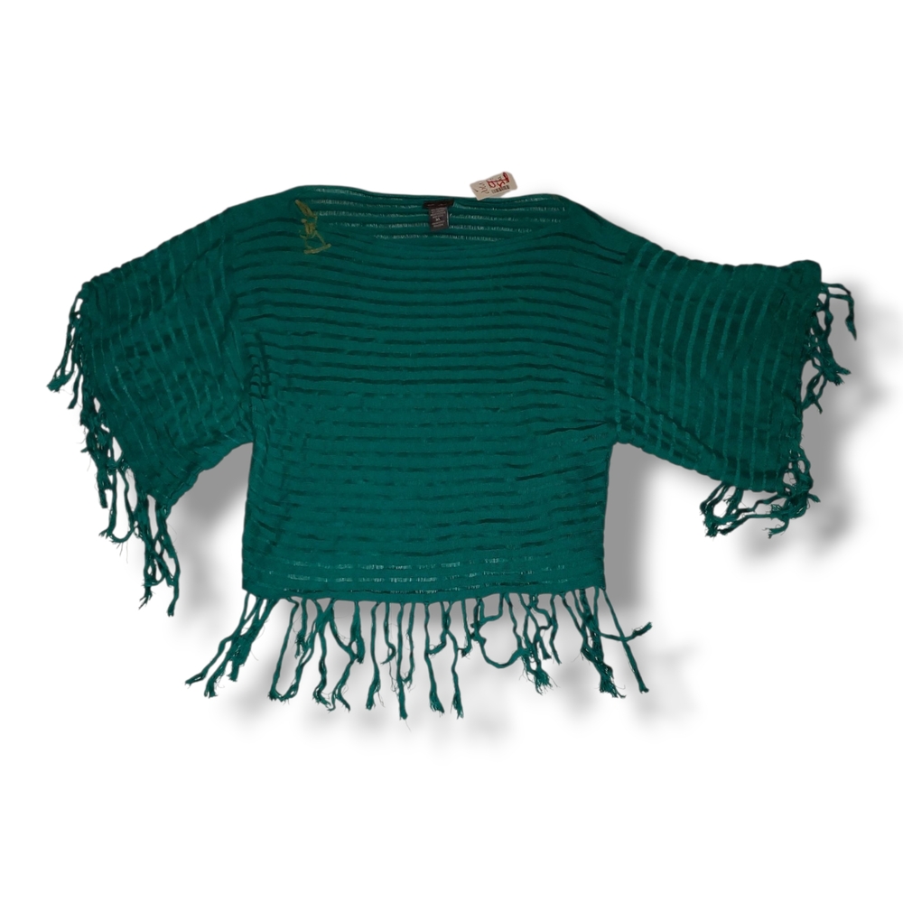Dots Teal Fringed Women's Poncho